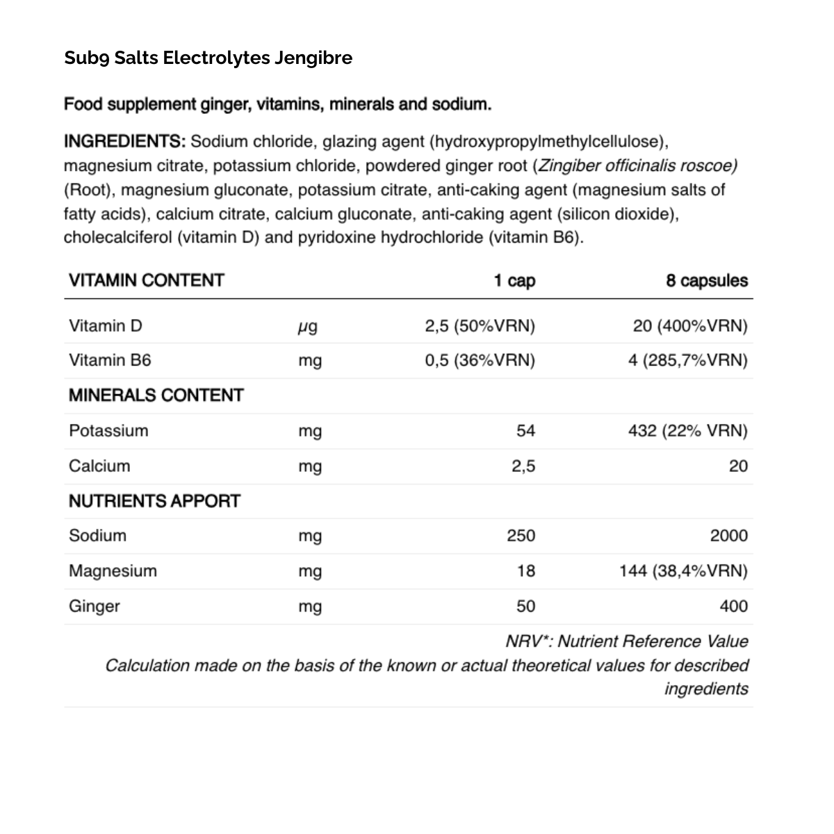 Sub9 Salts Electrolytes Duplo Jengibre - Süpp